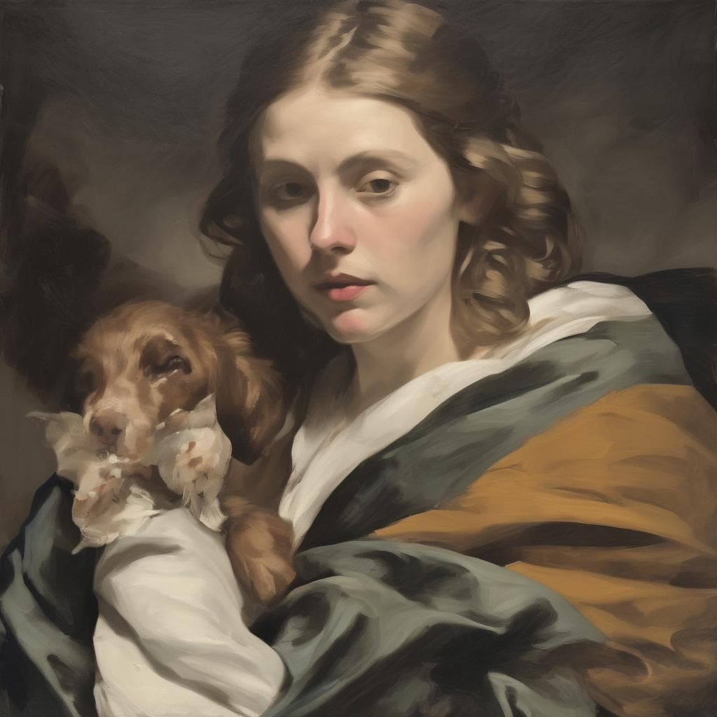 Γυναικεία πορτρέτα με σκύλο, ζωγραφική τέχνη χωρίς σύνορα, δημιουργοί από όλο τον κόσμο, σύγχρονη και κλασική τέχνη, διεθνής καλλιτεχνική έκθεση, πολιτιστική δημιουργικότητα, καλλιτεχνική έκφραση χωρίς γεωγραφικούς περιορισμούς.